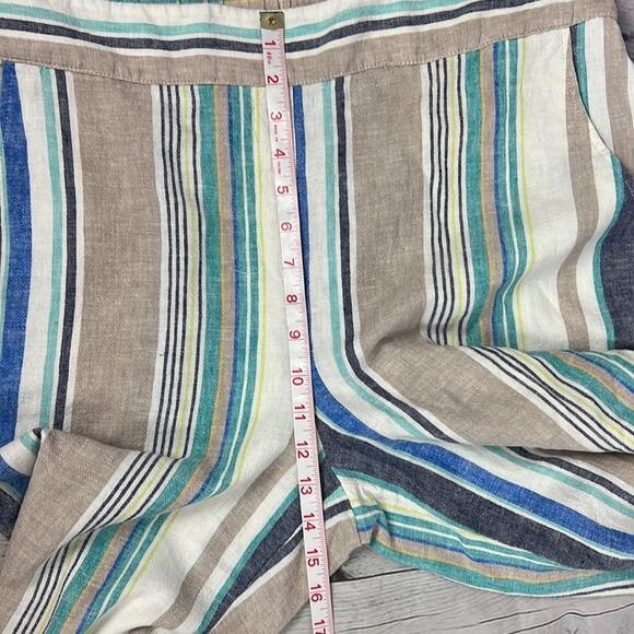 Hope & Harlow Wide Leg Cropped Linen Blend Pants Vertical Stripes SZ14 Lagenlook - Picture 5 of 10